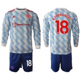 Tenue Manchester United Bruno Fernandes 18 Enfant Exterieur 2021-2022 Maillot de Foot ML